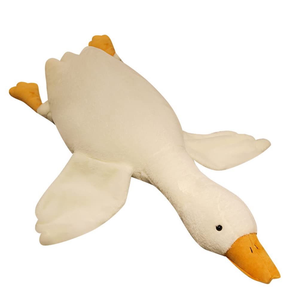 Tiowo Giant White Goose Stuffed Animal Huge Duck Soft Toys Cuddly Plush Toys Big Long Swan Doll Kids Plush Pillow Sleeping Hugging Bolster Pillow Cushion for Bed Sofa Floor (White,130cm/51inch)