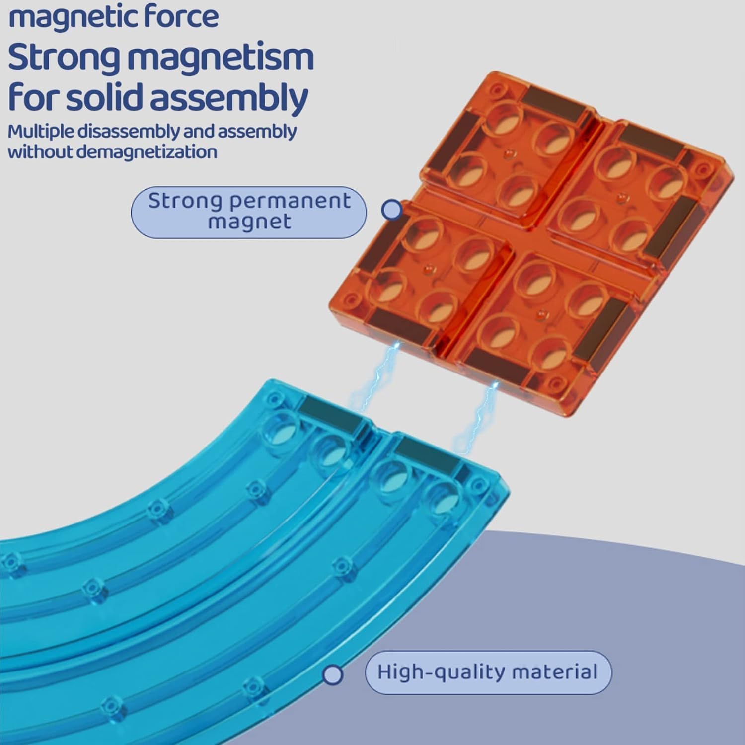 KIDSZONE Race Car Track Building Block Educational Toy Set | Magnetic Tiles Magnet Playset | STEM Learning Construction Kit | Hand-Eye Coordination | Brain Development | Gift (63 Pcs)