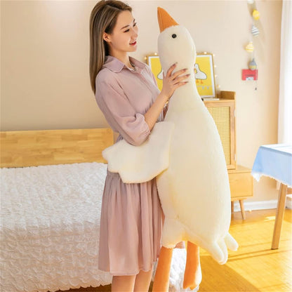Tiowo Giant White Goose Stuffed Animal Huge Duck Soft Toys Cuddly Plush Toys Big Long Swan Doll Kids Plush Pillow Sleeping Hugging Bolster Pillow Cushion for Bed Sofa Floor (White,130cm/51inch)