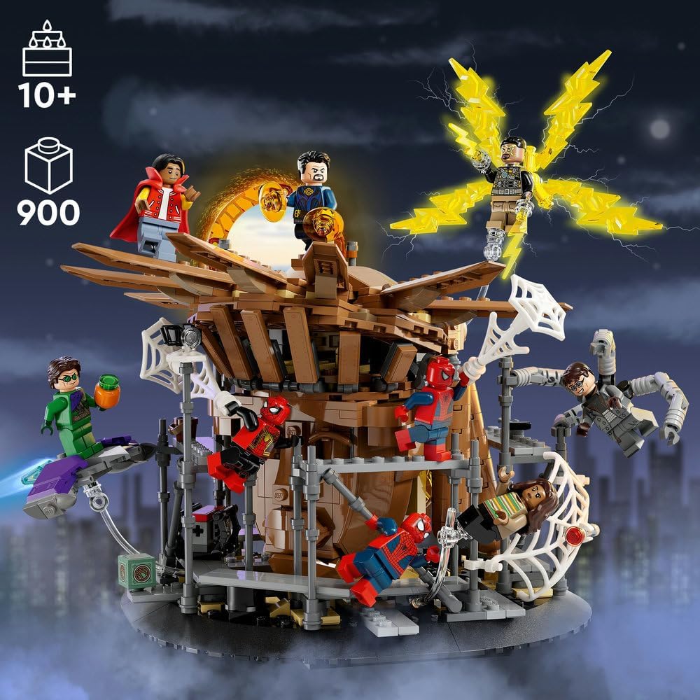 LEGO 76261 Marvel Spider-Man Final Battle Set, Recreate Spider-Man: No Way Home Scene with 3 Peter Parkers, Green Goblin, Electro, Sandman, Ned, Doctor Strange and MJ Minifigures, Collectible Model