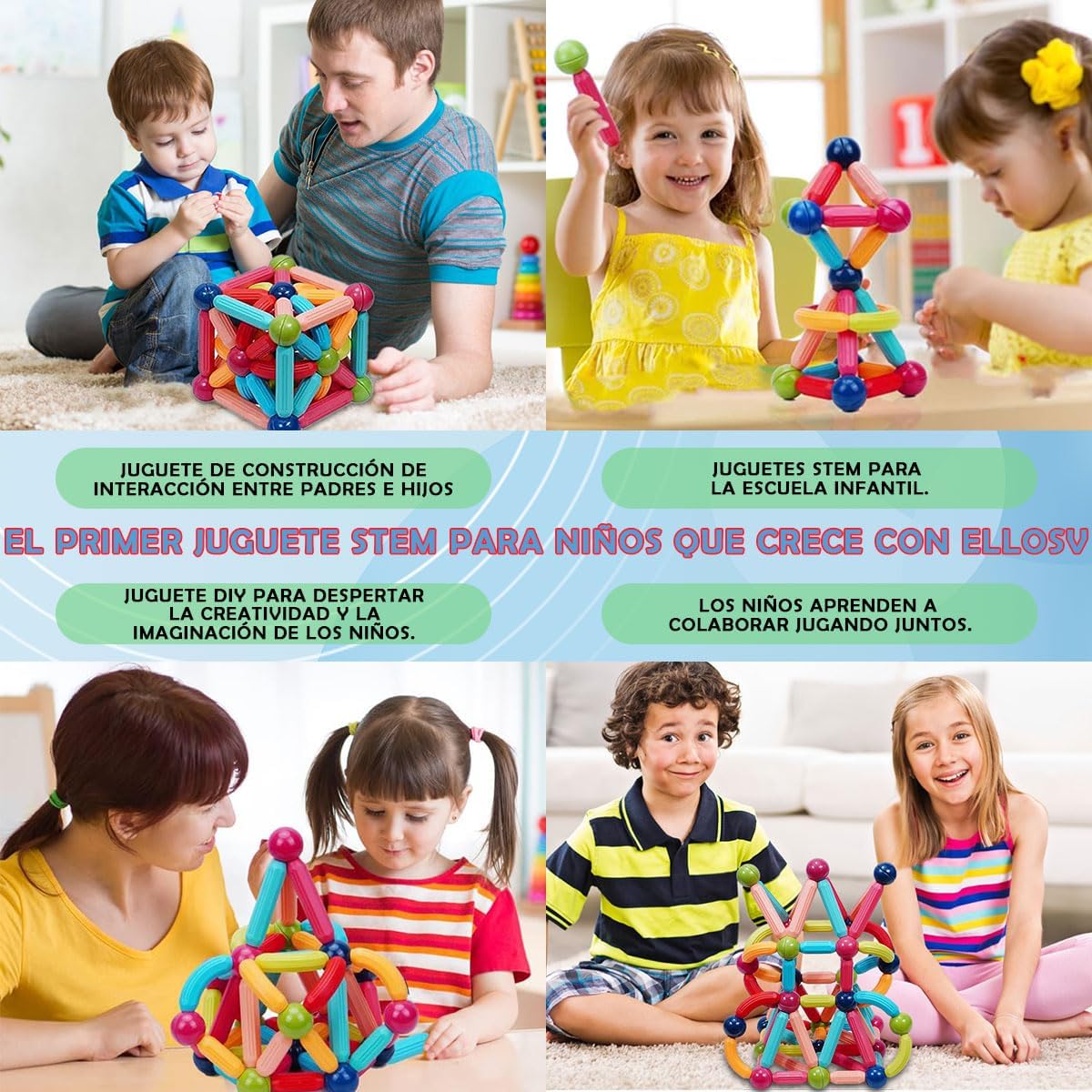 Magnetic Toys, 42 Pcs Magnetic Building Toys with Balls and Magnetic Rods Magnetic Blocks Toys Construction 3D, Stacking Game for Boys and Girls Didactic Magnets