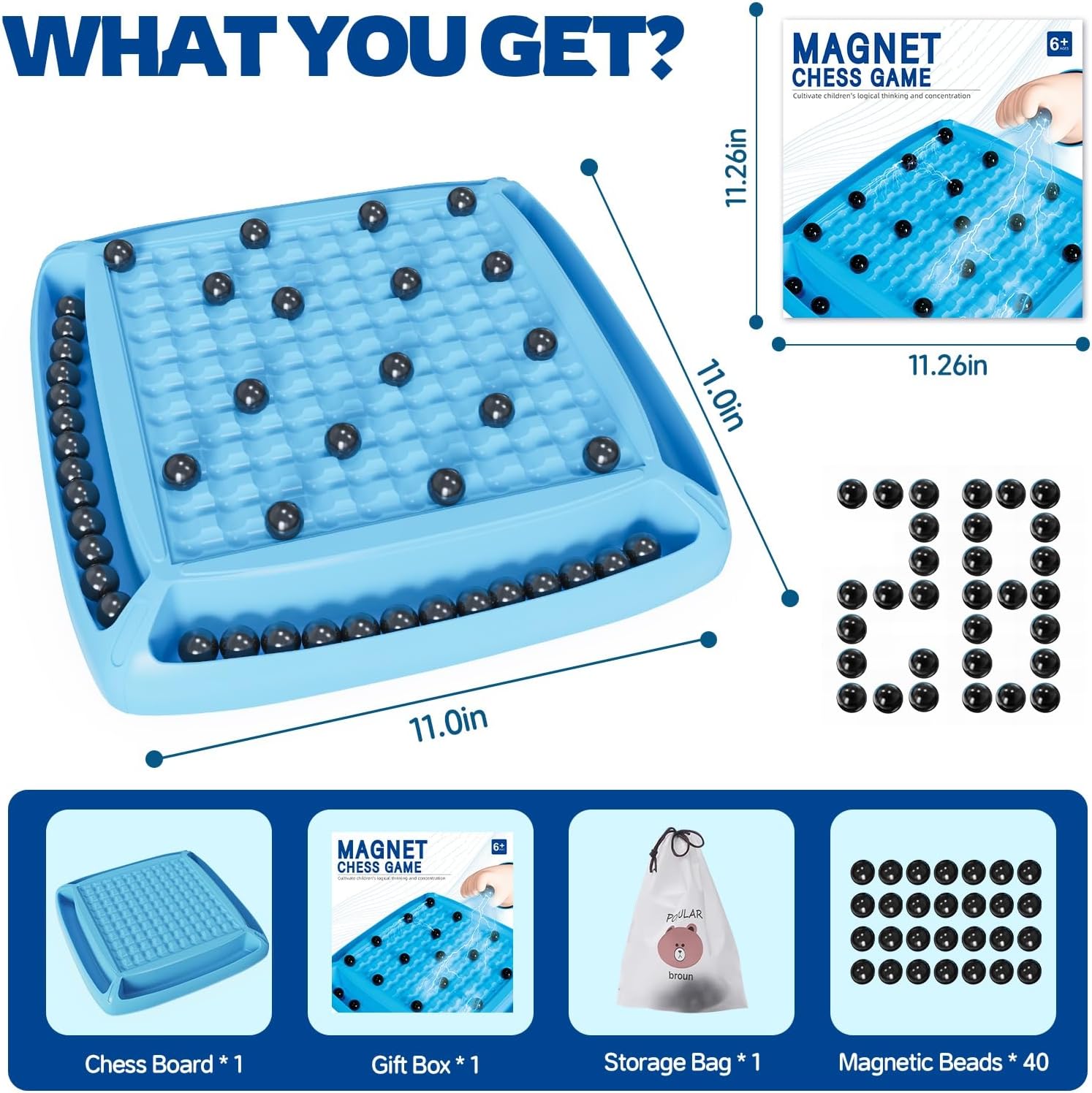 Magnetic Chess Game, Fun Family Magnet Chess Game with 28pcs Stones, for Kids and Adults, Magnetic Gifts for Boys & Girls, 2-4 Players