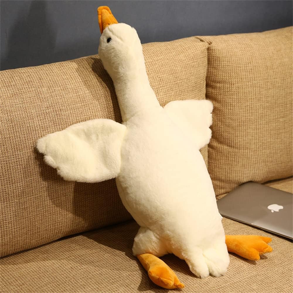 Tiowo Giant White Goose Stuffed Animal Huge Duck Soft Toys Cuddly Plush Toys Big Long Swan Doll Kids Plush Pillow Sleeping Hugging Bolster Pillow Cushion for Bed Sofa Floor (White,130cm/51inch)