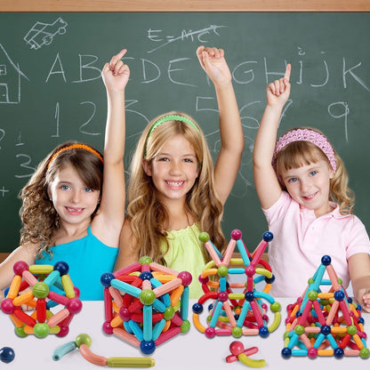 Magnetic Toys, 42 Pcs Magnetic Building Toys with Balls and Magnetic Rods Magnetic Blocks Toys Construction 3D, Stacking Game for Boys and Girls Didactic Magnets