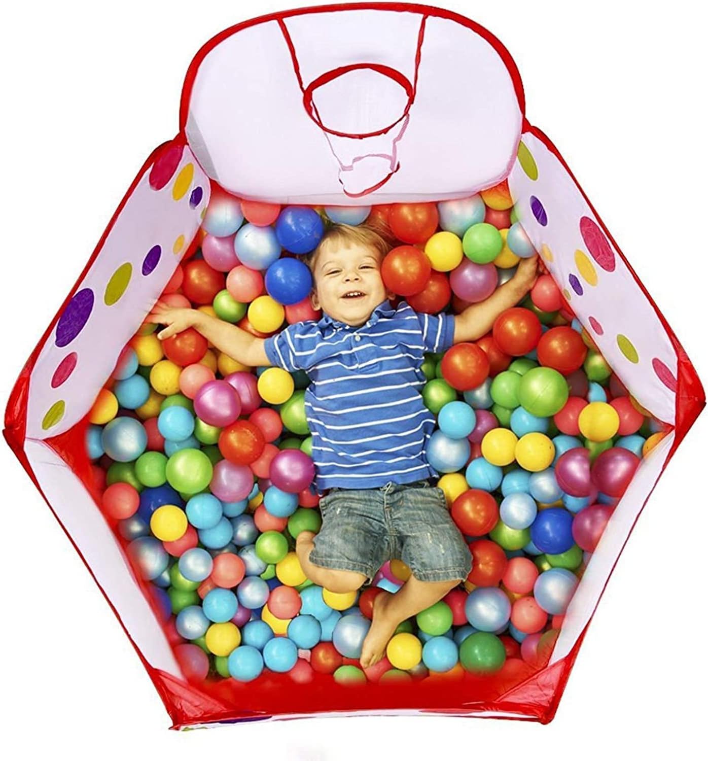 Open play tent with balls