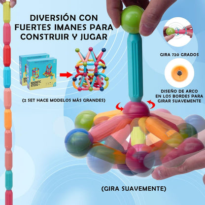 Magnetic Toys, 42 Pcs Magnetic Building Toys with Balls and Magnetic Rods Magnetic Blocks Toys Construction 3D, Stacking Game for Boys and Girls Didactic Magnets