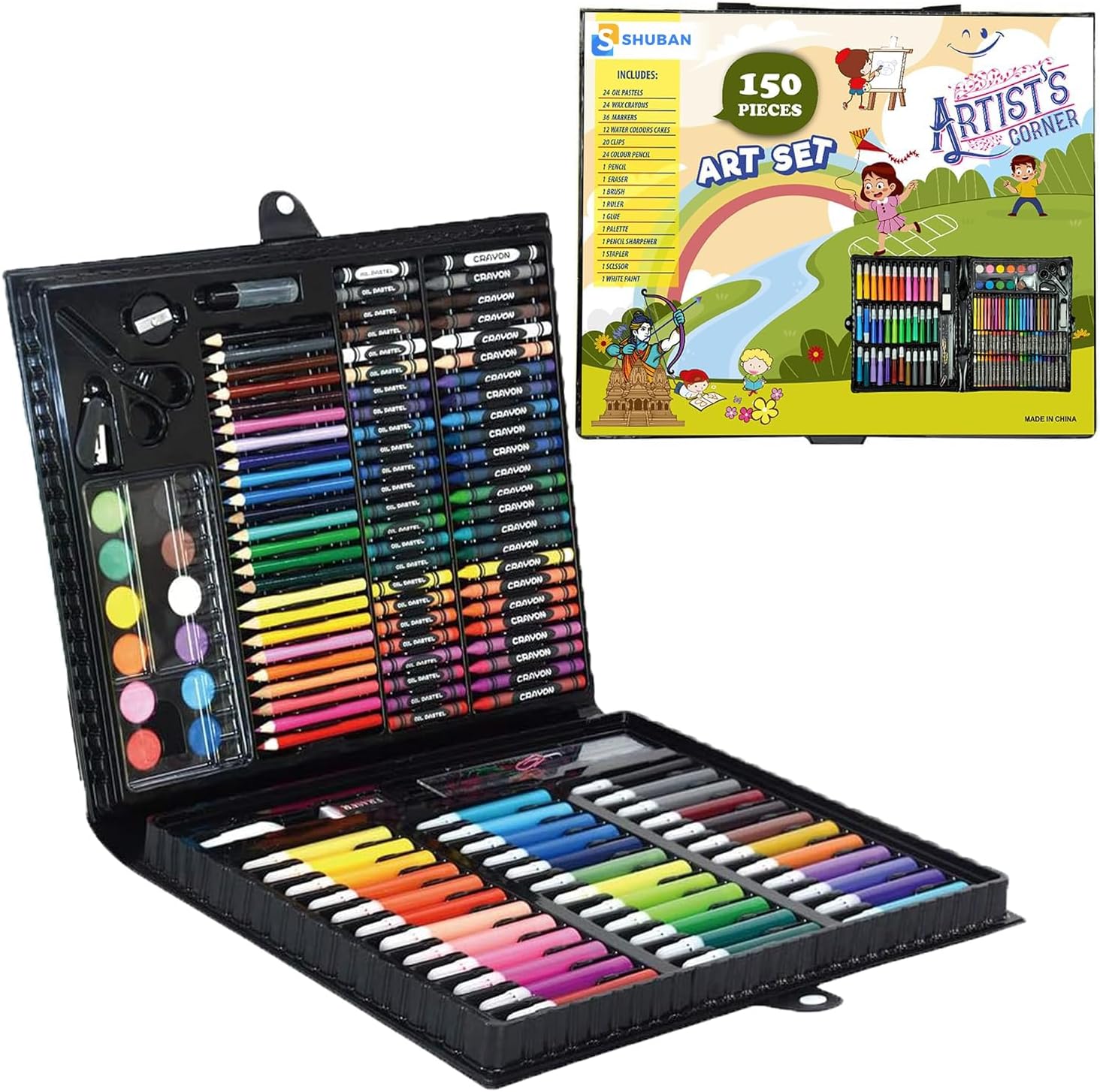 Shuban Art Supplies For Kids Deluxe Kids Art Set, Black