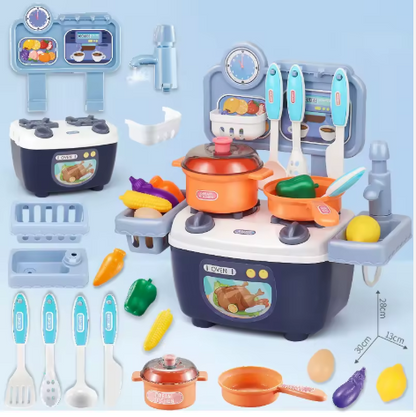 Children's Simulation Girl Cooking Family Toy Mini Kitchen Set