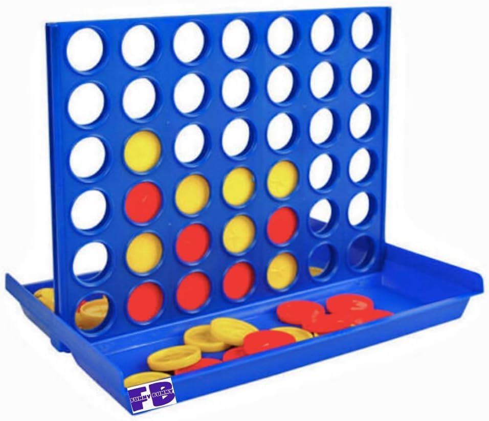 لعبة 4 في صف واحد من اف بي فاني باني، لعبة كونيكت عائلية كلاسيكية، احصل على لعبة استراتيجية 4 في صف واحد للاعبين، ألعاب لوحية للأولاد والبنات من سن 3 سنوات فما فوق، 6 أقراص احتياطية متضمنة، حجم متوسط