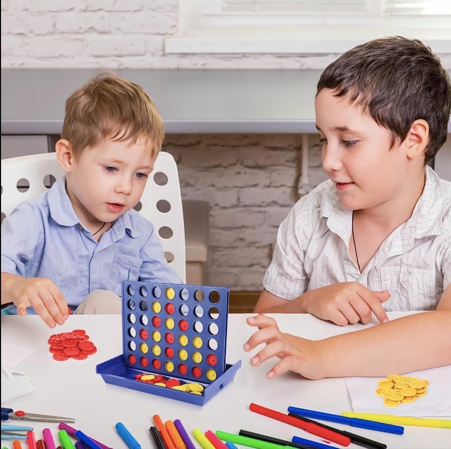 لعبة 4 في صف واحد من اف بي فاني باني، لعبة كونيكت عائلية كلاسيكية، احصل على لعبة استراتيجية 4 في صف واحد للاعبين، ألعاب لوحية للأولاد والبنات من سن 3 سنوات فما فوق، 6 أقراص احتياطية متضمنة، حجم متوسط