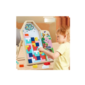 Wooden Tetris Puzzle Board – Educational Shape Matching Toy