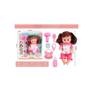 Interactive Baby Doll with Hair Styling & Feeding Accessories – Playset Doll (12 Sounds, Ages 3+)