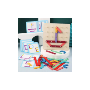 Wooden Montessori Peg Board with Pattern Cards – Creative Learning & Building Toy for Kids