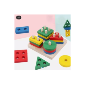 Wooden Shape Sorting & Stacking Puzzle – Montessori Educational Toy for Toddlers