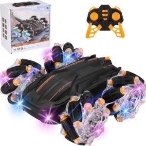 360° Stunt RC Car for Kids – 4WD Omnidirectional Remote Control Car with LED Lights & Full Rotation