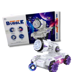 RC Bubble Spray Stunt Tank Car – 2.4GHz Remote Control, 360° Rotation, Bubble Blower Cannon, LED Lights & Music, All-Terrain Drift Wheels