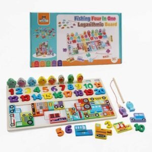 Fishing Four in One Logarithmic Board – Wooden Educational Fishing & Numbers Learning Toy for Kids