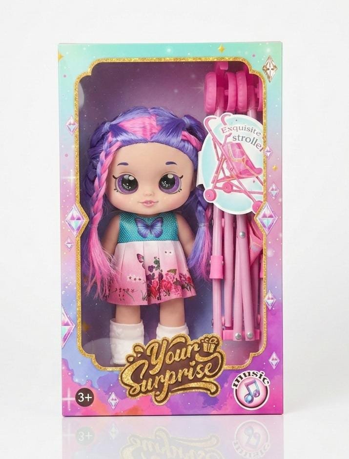 Funny Bunny Sweet Surprise Fashion Doll with Foldable Stroller – Magic Hair Edition