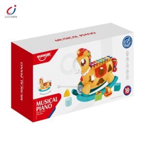 Musical Rocking Horse Piano Toy – Interactive Educational Baby Toy with Shape Sorter & Music Sounds (18M+)