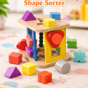 Wooden Intellectual Cage Shape Sorter – Educational Shape Matching Cube for Kids
