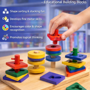 Four Columns Shape Sorting Wooden Puzzle – Educational Building Blocks