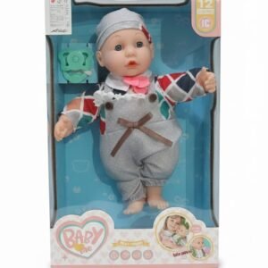 Baby Me Interactive Talking Doll – Soft-Bodied 12-Sound Baby Doll with Pacifier (Polka Dot Overalls Edition)