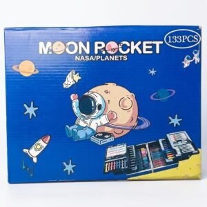 Galactic Creativity: 133-Piece Moon Rocket Deluxe Art & Coloring Set